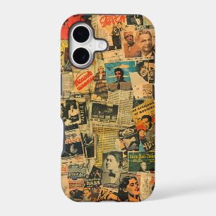 Étui de téléphone en collage de journaux anciens