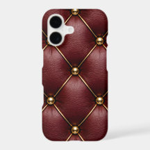 Étui de téléphone en cuir matelassé rouge et clous