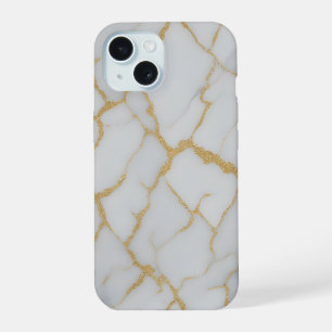 Étui de téléphone en marbre blanc et veines d'or  