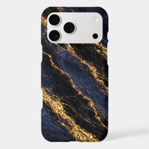 Étui de téléphone en marbre bleu marine doré/veiné