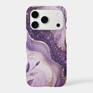 Étui de téléphone en marbre pailleté violet