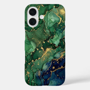 Étui de téléphone en marbre vert émeraude de luxe
