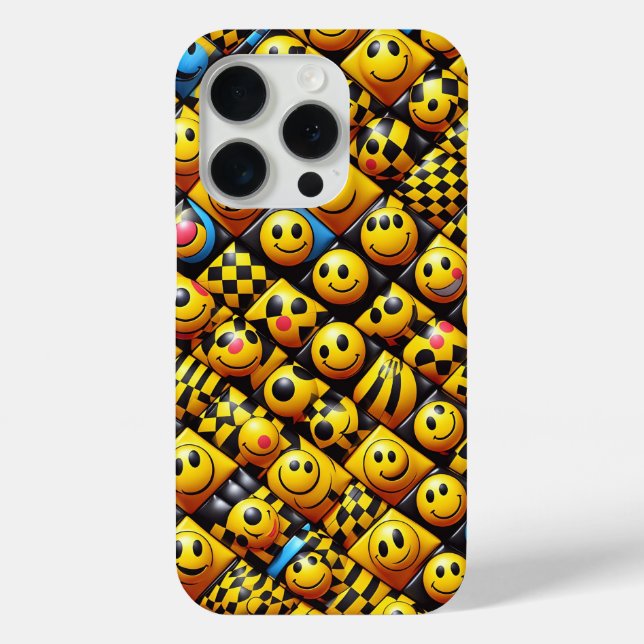 Étui de téléphone en mosaïque avec visage smiley 3 (Verso)