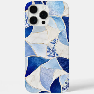 Étui de téléphone en mosaïque bleue et blanche – G