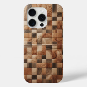 Étui de téléphone en mosaïque de bois rustique mod