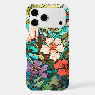 Étui de téléphone en verre coloré Art Nouveau flor