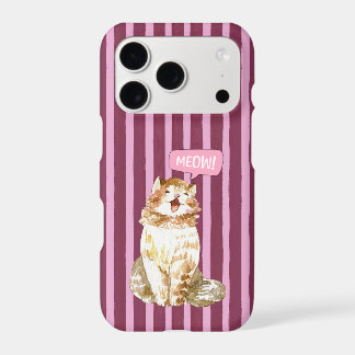 Étui de téléphone esthétique rayé chat Meow artist