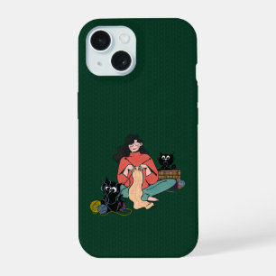 Étui de téléphone Femme au tricot cosy avec chats
