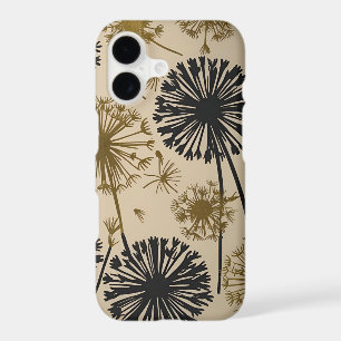 Étui de téléphone Fleur de pissenlit noir et or