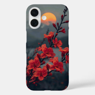 Étui de téléphone Fleur Rouge sous la Lune   Fleur