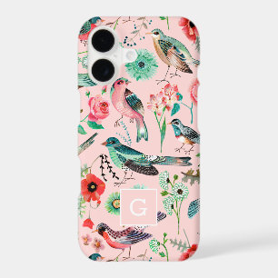 Étui de téléphone Fleurs Oiseaux Botanique Rose Vi