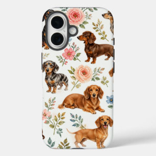 Étui de téléphone Floral Dachshund - Motif de chie