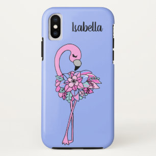Étui de téléphone floral flamant rose