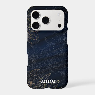 Étui de téléphone floral foncé avec texte personna