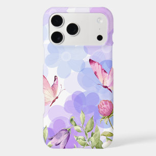 Étui de téléphone floral jardin papillon pastel