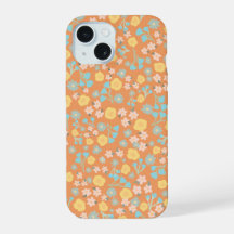 Étui de téléphone floral orange 