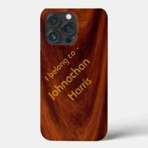 Étui de téléphone - Grain de bois avec nom