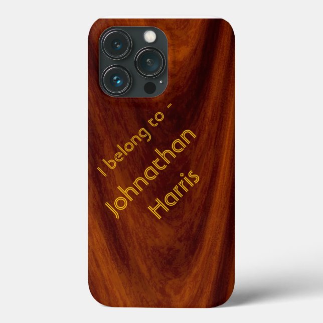 Étui de téléphone - Grain de bois avec nom (Verso)