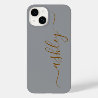 Étui de téléphone gris doux de luxe avec nom perso