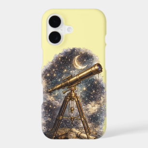 Étui de téléphone jaune télescope vintage pour obs
