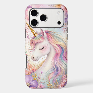 Étui de téléphone licorne florale pastel