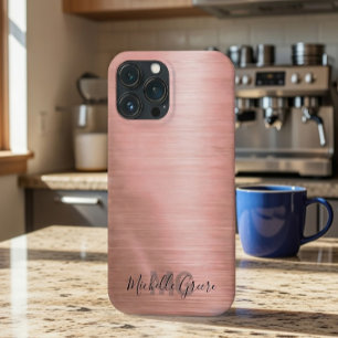 Étui de téléphone métallisé or rose chic