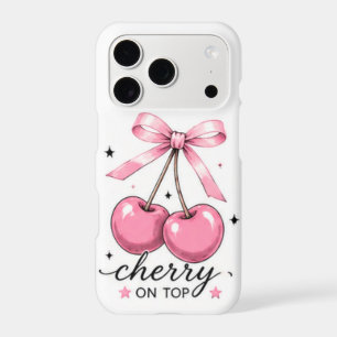 Étui de téléphone mignon avec nœud cerise rose