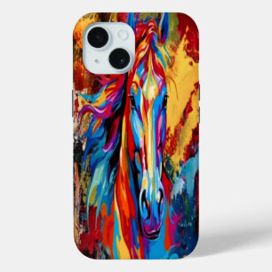 Étui de téléphone mobile abstrait Cheval Coloré,