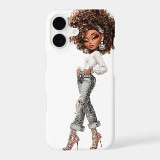 Étui de téléphone mode éditoriale en denim perlé