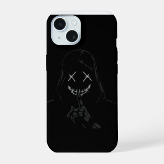 Étui de téléphone noir avec visage néon lumineuxEd