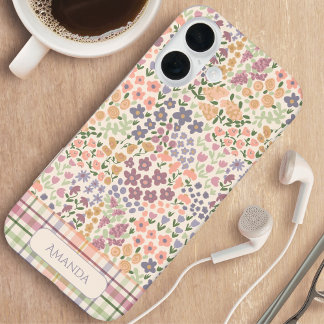 Étui de téléphone personnalisé avec nom Floral & C