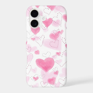 Étui de téléphone personnalisé Cœurs aquarelle ros