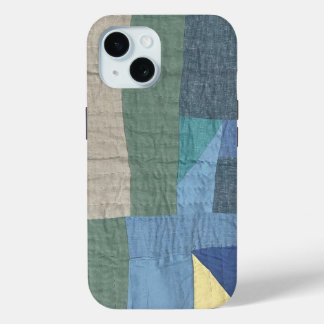 Étui de téléphone plaid moderne patchwork en lin