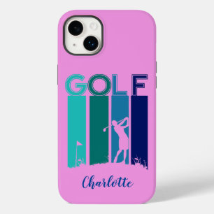 Étui de téléphone portable golfeur iPhone 14 rose