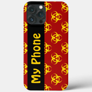 Étui de téléphone Red & Yellow Biohazard avec text