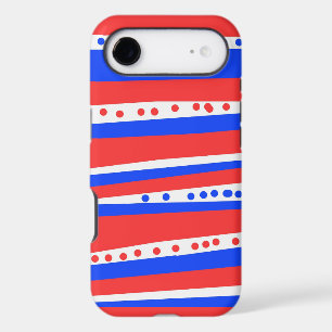 Étui de téléphone rouge blanc bleu festif