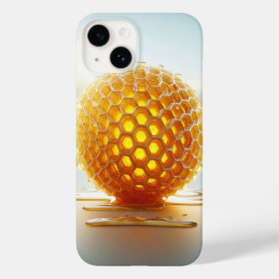 Étui de téléphone sphère en nid d'abeille doré liq