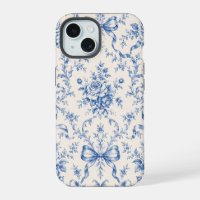 Étui de téléphone Toile Ruban Rose Rococo Bleu