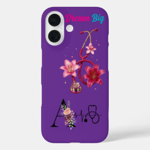 Étui de téléphone violet élégant à motif floral et