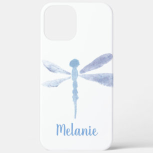 Étui dragonfly bleu violet monogrammé aquarelle 