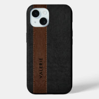 Étui en faux cuir vintage noir et marron masculin