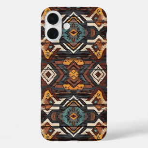 Étui Faux grain de bois aztèque pour iPhone seize 