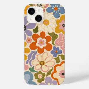 Étui Fleurs Cœurs Signes de Paix Rétro Groovy Case