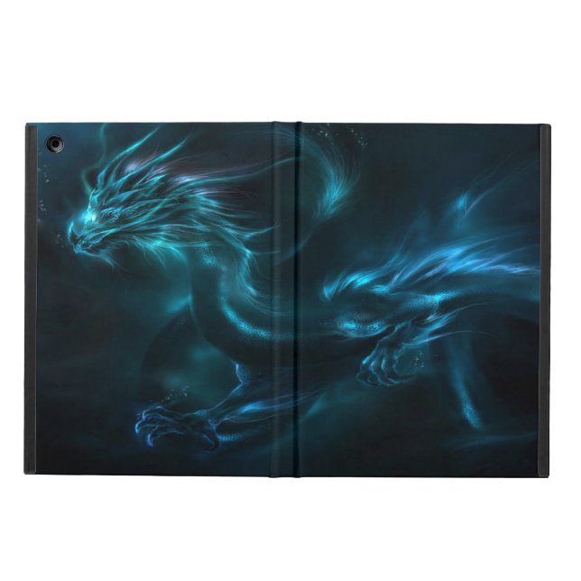 Étui iPad Air abrégé sur bleu dragon (Extérieur)
