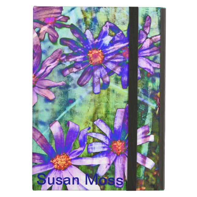 Étui iPad Air Conception lumineuse de marguerite bleue (Devant fermé)