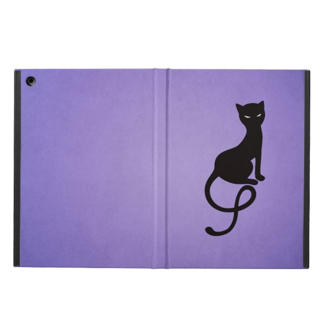 Étui iPad Air Folio de Chat noir pourpre Gracieux (Extérieur)