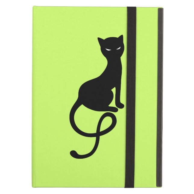 Étui iPad Air Folio mauvais aimable vert de chat noir (Devant fermé)