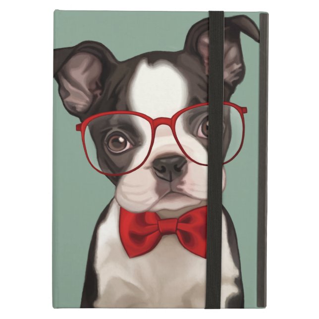 Étui iPad Air Hippie Boston Terrier (Devant fermé)
