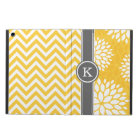 Monogramme jaune et gris Chevron et Floral