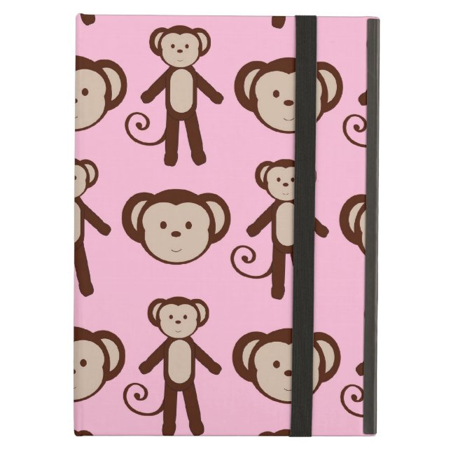 Étui iPad Air Motif Collage fille singe rose mignonne (Devant fermé)